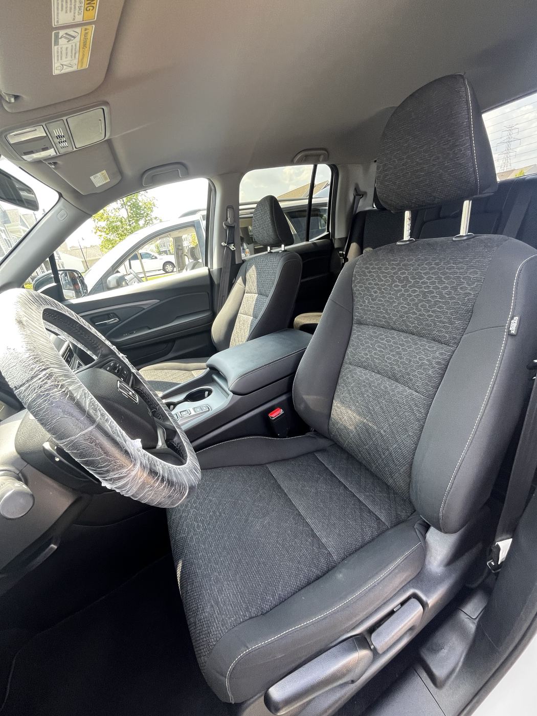 Honda Ridgeline black cloth interior detail